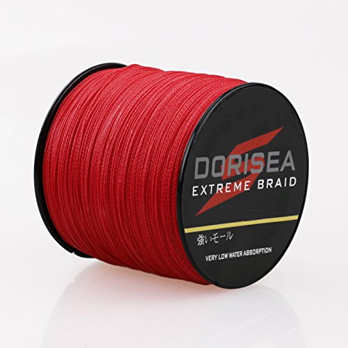 DORISEA Extreme Braid geflochtene Angelschnur, 100 % PE, 2,7–136 kg getestet, 100 m, abriebfest, unglaubliche Superline, kein Dehnen, kleiner Durchmesser, Rot, 2,7 kg/0,1 mm von Dorisea