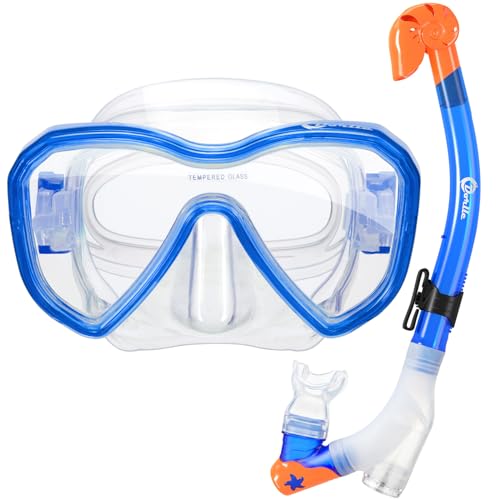 Dorlle Kinder Schnorchelset Tauchset Schnorchelmaske mit 3-Kanal Premium Dry Schnorchel und Anti-Leck Anti-Fog Taucherbrille Professionelle Schnorchel Set für Kinder,Blau Dorlle Kinder Schnorchelset Tauchset Schnorchelmaske mit 3-Kanal Premium Dry Schnorchel und Anti-Leck Anti-Fog Taucherbrille Professionelle Schnorchel Set für Kinder,Blau von Dorlle
