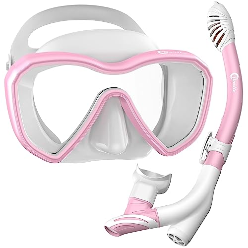 Dorlle Schnorchelset, Neu Verbesserte Panorama Schnorchelmaske, wasserdichte Tauchmaske Anti-Fog Anti-Leck aus Gehärtetem Glas, mit 3-Kanal Premium Dry Schnorchel für Erwachsene, Rosa Dorlle Schnorchelset, Neu Verbesserte Panorama Schnorchelmaske, wasserdichte Tauchmaske Anti-Fog Anti-Leck aus Gehärtetem Glas, mit 3-Kanal Premium Dry Schnorchel für Erwachsene, Rosa von Dorlle