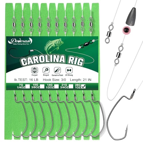 Dovesun 10 Stück Carolina Rig Kit für das Angeln auf Bass Free Rig Wels Rig Angeln Rigs Kit mit Bass Haken Swivel Fluorocarbon Angelschnur Angeln Gewichte Dovesun 10 Stück Carolina Rig Kit für das Angeln auf Bass Free Rig Wels Rig Angeln Rigs Kit mit Bass Haken Swivel Fluorocarbon Angelschnur Angeln Gewichte von Dovesun