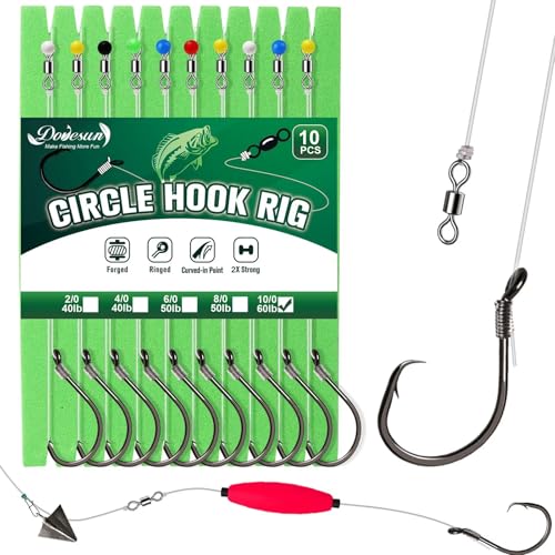 Dovesun 10 Stück Circle Hooks Rigs Vorgeriggtes Wels-Rig Angelhaken für Salzwasser Süßwasser Kreis-Haken Wels-Haken10/0 Dovesun 10 Stück Circle Hooks Rigs Vorgeriggtes Wels-Rig Angelhaken für Salzwasser Süßwasser Kreis-Haken Wels-Haken10/0 von Dovesun