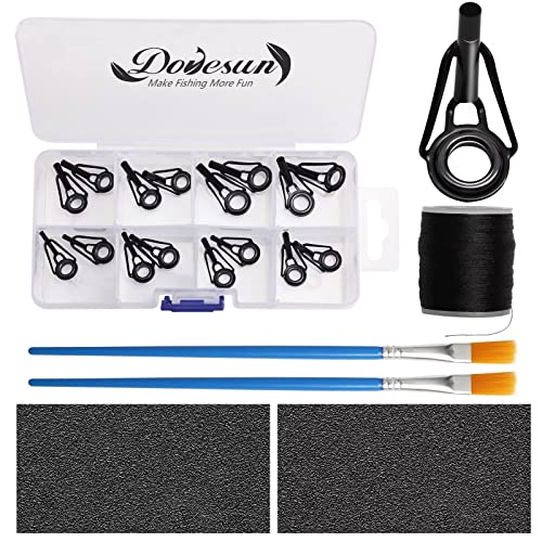 Dovesun Angelrute Reparatur Kit, Spitzenring Rutenring Keramik Edelstahl Carbon Führungen Rutenspitzen/ 8 Größen 21Stück von Dovesun