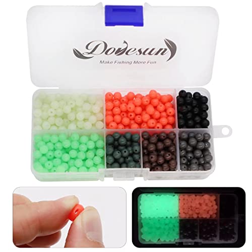 Dovesun Weich Gummi Fischperlen Zubehör für die Fischerei 7 Farben Rund mit Angelkoffer 6mm (0.23in) 600pcs von Dovesun