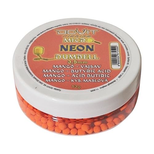 Dovit Favorite NEON Dumbell v.3,5mm-XL 12mm Methode Feeder Pellets Karpfen Futter (3,5mm Mango-Buttersäure) von Dovit