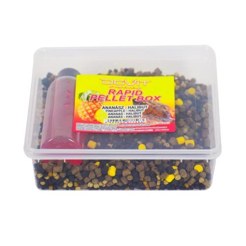 Dovit Rapid Methode Feeder Pellets Box Karpfen Futter Set Graskarpfen Schleien (Mini Erdbeere-Muscheln) von Dovit