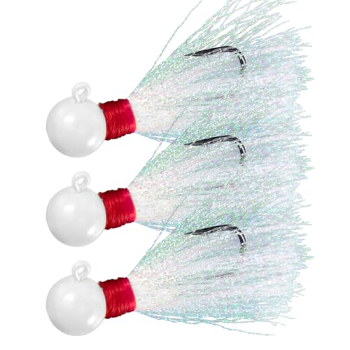 Dr.Fish 10 Stück runde Ball-Jigs für Salzwasser, Angeln, Jigköpfe, Swimbait-Jigs Pompano Jigs für Zander, Striper, Angeln, Weiß, 1/4 Unzen von Dr.Fish