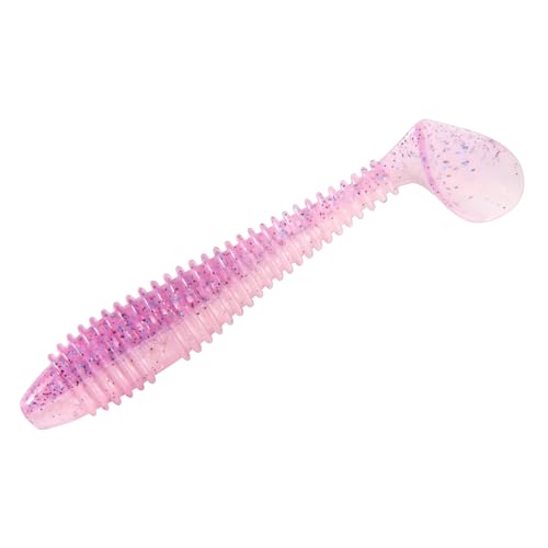 Dr.Fish 20 Stück Paddelschwanz-Schwimmköder, weicher Kunststoff, Barsch-Angelköder, Wurm, Drop-Shot, Forelle, Crappie, Süßwasser, 5,1 cm, Rosa von Dr.Fish