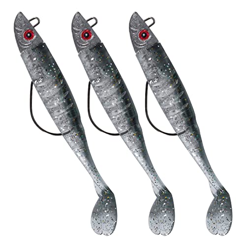 Dr.Fish 3 x weiche Angelköder, 13 cm/26 g, für Bar, Forelle, Angelausrüstung, Pre-Jigged, realistische Sandel-Köder, zum Angeln in Süß- und Salzwasser, Schwarz Dr.Fish 3 x weiche Angelköder, 13 cm/26 g, für Bar, Forelle, Angelausrüstung, Pre-Jigged, realistische Sandel-Köder, zum Angeln in Süß- und Salzwasser, Schwarz von Dr.Fish