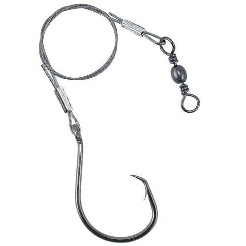 Dr.Fish 30 Pack Fishing Circle Hooks Rigs Stainless Steel Wire Leaders with Swivels Catfish Rigs Snelled Hooks Saltwater Leaders Rig, Offset Circle Hooks Surf Fishing Rigs for Catfish Bass Redfish 8/0 von Dr.Fish