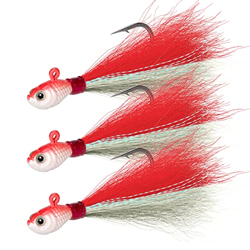 Dr.Fish Bucktail Jig Salzwasser Angeln Jig Buck Tail Hair Lure Surf Angeln Barsch Striper Makrele Heilbutt Flouder Köder, 3 Stück Dr.Fish Bucktail Jig Salzwasser Angeln Jig Buck Tail Hair Lure Surf Angeln Barsch Striper Makrele Heilbutt Flouder Köder, 3 Stück von Dr.Fish