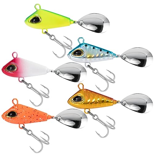 Dr.Fish Jig Spinner Barsch Angelköder 6g/10g/18g/22g Spin Jig Köder für Barsch Hecht Zander Forellen Spinnköder Spintail Jig Wobbler mit Spinnerblatt Bleikopfspinner Süßwasser Salzwasser Angeln von Dr.Fish