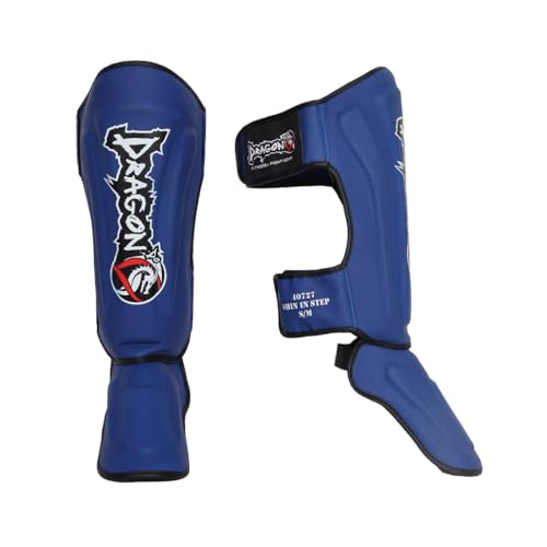 DRAGON DO Muay Thai, Kickboxen und MMA Schienbeinschoner für Männer, Frauen, Kinder mit perfektem Sitz und idealer Polsterung und für weitere Kampfsportarten 40727 (Blau, L-XL) von Dragon Do