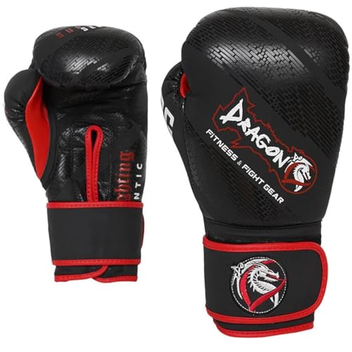 DRAGON DO Supreme Boxhandschuhe aus echtem Leder Muay Thai Kickboxen Sparring MMA Männer und Frauen Kampfsport Training Schwarz Adult 8 10 12 14 16 oz Muay Thai Boxing Gloves 30275 (16 Oz) von Dragon Do