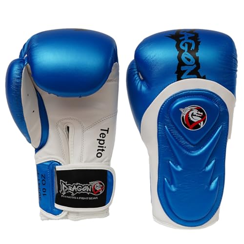 DRAGON DO Tepito Boxhandschuhe männer Herren Boxhandschuhe Kickboxen Muay Thai Boxing Gloves Kampfsport Handschuhe Combat Gloves Boxing Training Schwarz Adult10 12 14 Oz (Blau-Weiß, 14 Oz) von Dragon Do