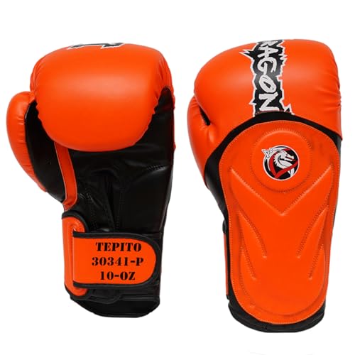 DRAGON DO Tepito Boxhandschuhe männer Herren Boxhandschuhe Kickboxen Muay Thai Boxing Gloves Kampfsport Handschuhe Combat Gloves Boxing Training Schwarz Adult10 12 14 Oz (Orange-Schwarz, 10 Oz) von Dragon Do