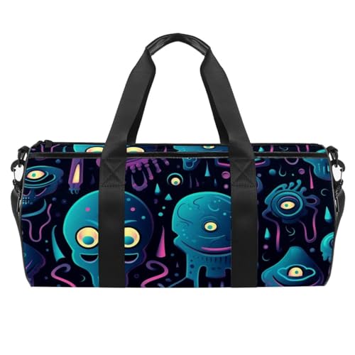 DragonBtu Gepäcktasche – Sporttasche für Herren – extra lange Yogatasche – Unisex Weekender Bag – Alien Blue Pattern, multi, 45x23x23cm/17.7x9x9in, Reisetasche von DragonBtu