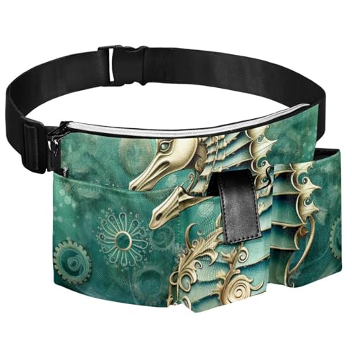 Gürteltasche für Gartengeräte, verstellbare Hüfttasche, zum Aufhängen, tragbar, für Hunde, Vintage-Stil, Seepferdchen-Korallenmuster von DragonBtu