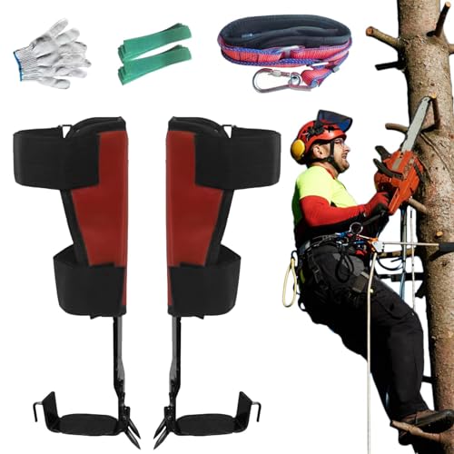 Dranng Baumkletterspikes, Baumkletterausrüstungsset, Stangenkletterausrüstung Baumarbeitswerkzeuge, Starke tragende, professionelle Kletterausrüstung mit rutschfestem Pedal für Outdoor-Aktivitäten von Dranng
