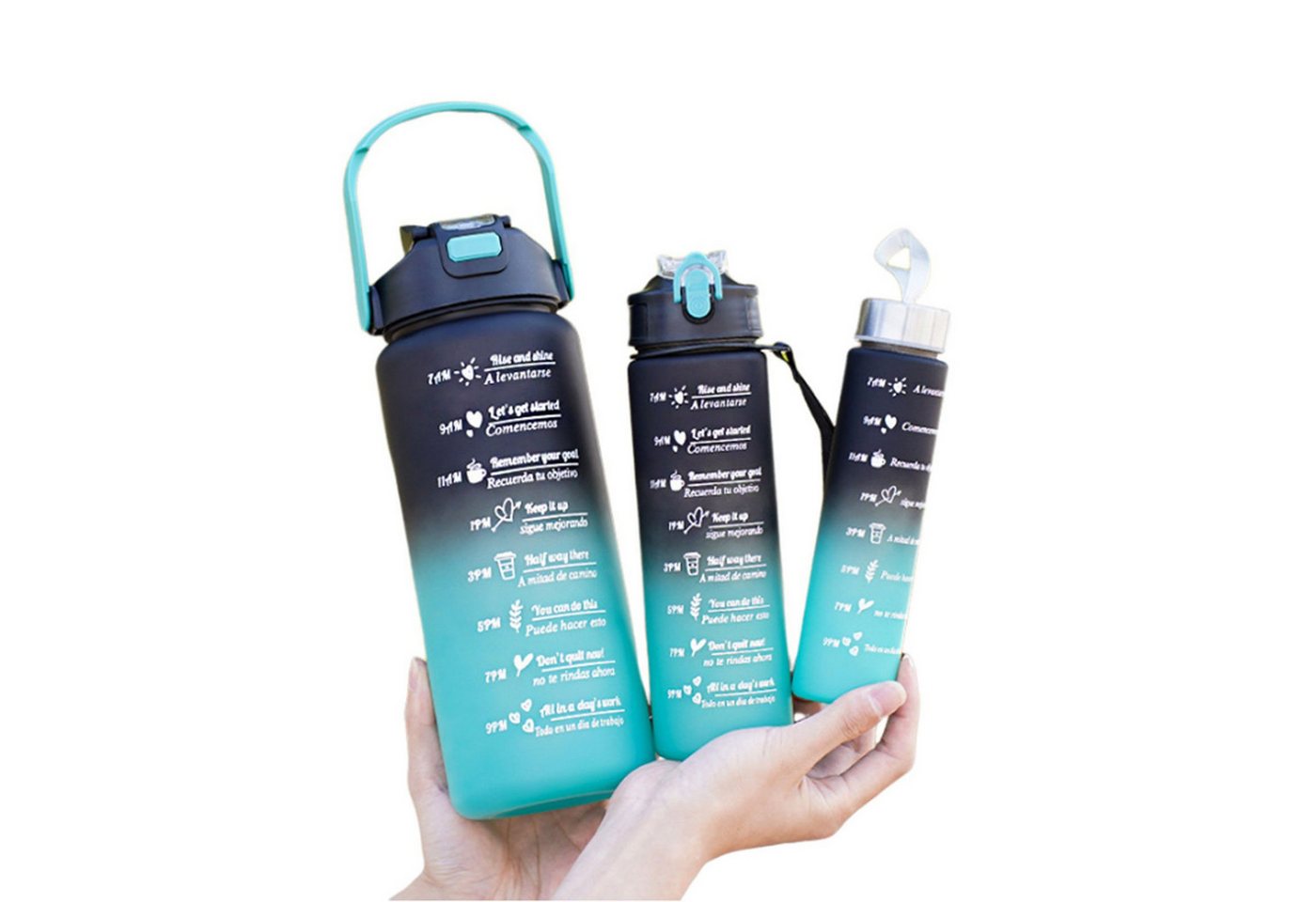 Dreafly Trinkflasche 300 ml &750 ml &1800ml, Strohhalm und Trinkflasche mit Zeitstempel, Wasserflasche auslaufsicher für Schule Outdoor Sport und Fahrrad von Dreafly