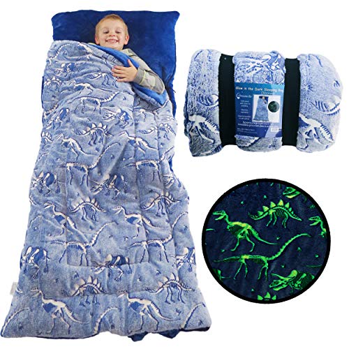DreamsBe Jungen und Mädchen Dinoslumberbag Dinosaurier-Schlafsack, leuchtet im Dunkeln, blau, 66 inches Long 30 inches Wide DreamsBe Jungen und Mädchen Dinoslumberbag Dinosaurier-Schlafsack, leuchtet im Dunkeln, blau, 66 inches Long 30 inches Wide von DreamsBe