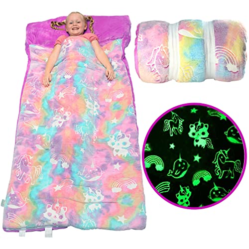 Kinder-Schlafsack mit Kissentasche, Regenbogenfarben, leuchtet im Dunkeln, für Jungen und Mädchen, großer und weicher Kleinkind-Schlafsack für Mädchen und Jungen, Plüsch, Kleinkind-Schlafmatte, Kinder-Schlafsack mit Kissentasche, Regenbogenfarben, leuchtet im Dunkeln, für Jungen und Mädchen, großer und weicher Kleinkind-Schlafsack für Mädchen und Jungen, Plüsch, Kleinkind-Schlafmatte, von DreamsBe
