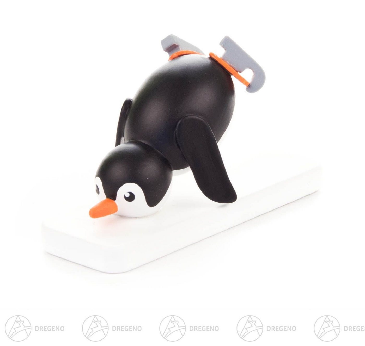 Dregeno Erzgebirge Sammelfigur Miniatur Pinguin Eiskunstläufer Höhe ca 3,5 cm NEU, Miniaturfigur Pinguin mit Schlittschuhen von Dregeno Erzgebirge