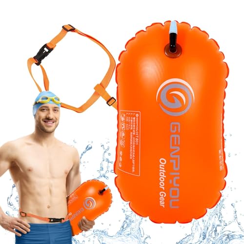 Dreuhuing Aufblasbare Schwimmboje, Schwimmboje für Sicherheit beim Schwimmen, Open Water und Triathlons, Aufblasbare Schwimmboje mit Verstellbarem Hüftgurt, Schwimmhilfe Zum Ziehen Im Freien von Dreuhuing