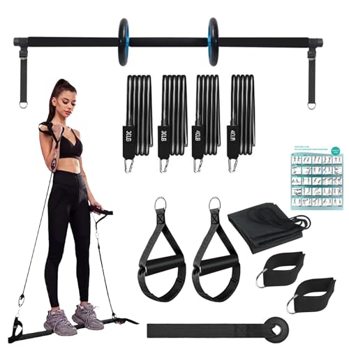 Dreuhuing Pilates-Bar-Set mit Widerstandsbändern, Pilates-Bar-Set für Frauen,Pilates-Bar-Workout mit Widerstandsbändern - Ab-Workout-Ausrüstung, tragbares Pilates-Bar-Set für Zuhause, für Pilates, von Dreuhuing