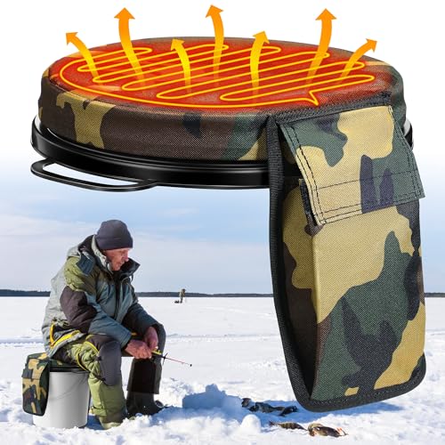 Dreyoo Beheizte Schalensitzbezüge, 60 ℃ Thermostat-Eimerdeckel-Sitz, 360 Grad drehbares Sitzkissen, Schaumstoff-Sitzdeckel für Winterangeln, Holzeinschlag, Jagd, Baseball, Gartenarbeit, Camping von Dreyoo