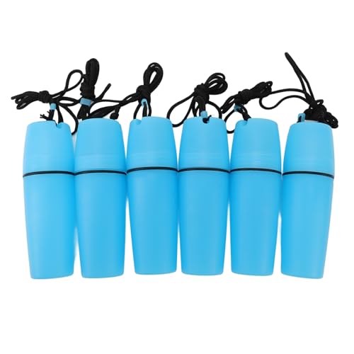 Drfeify 6 Stück Kajak-Behälter-Flasche, Wasserdichter Trockenkanister mit Hakenseil, Versiegelte Kajak-Flasche für Float-Tauchen, Kajak, Boot, Kanu, Schwimmen (Blue) von Drfeify