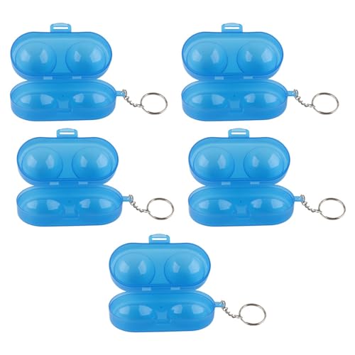 DriKou Pongball-Aufbewahrungskoffer, Tischtennisball-Behälterbox mit Schlüsselanhänger aus hartem Kunststoff, Tischtennis-Zubehör für 2 Tischtennisbälle (Blau (Kette senden)) von DriKou