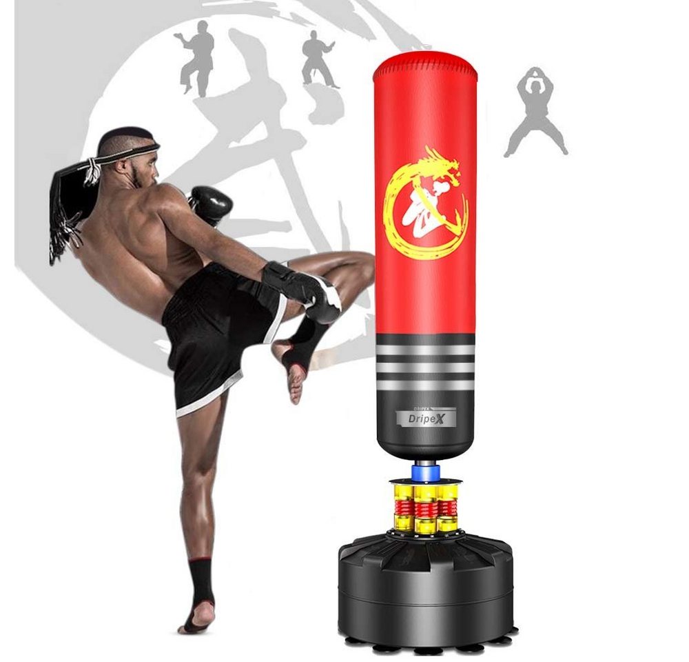 Dripex Standboxsack Freistehender Boxsack MMA Boxpartner Boxing Trainer, 360° Stoß/Geräuschdämpfung, Reißfest, schnelles Abprallen von Dripex