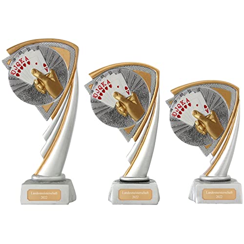Druckspezialist Skat Poker Pokal Pokalset CROZON Karten Trophäe mit Gravur (S - 14,5 cm) von Druckspezialist