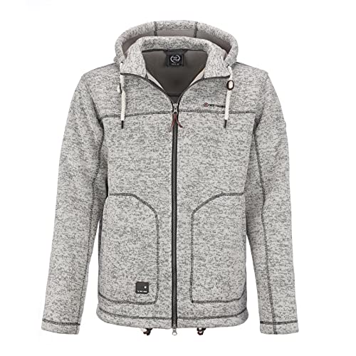 Dry Fashion Herren Fleece-Jacke Pellworm - Fleecejacke Strickjacke Sweatshirtjacke Outdoor Jacke mit Kapuze und Reißverschluss in Grau Größe 6XL von Dry Fashion