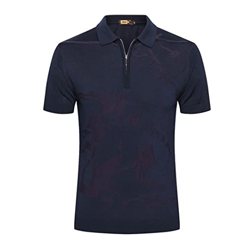 Poloshirt für Herren, Seide, Sommer, Business, Freizeit, Knopf, atmungsaktiv, kurzärmelig, Marineblau, XXXL Poloshirt für Herren, Seide, Sommer, Business, Freizeit, Knopf, atmungsaktiv, kurzärmelig, Marineblau, XXXL von Dsimilarl