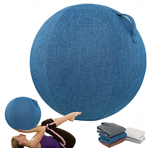 Dsongo Yogaball Bezug, 55cm/65cm/75cm Baumwolle+Leinen Schutz Yoga Ball Abdeckung, Fitnessball Faltbar Sitzbälle Stoff Bezug Für Schwangerschaft, Fitness, Yoga (Blue, 65cm) von Dsongo