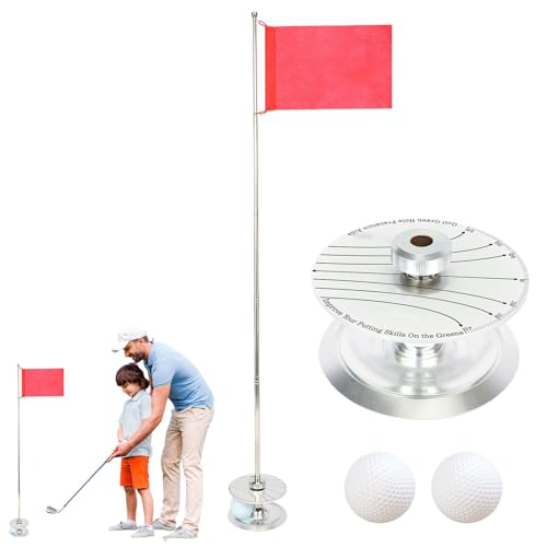 olf Lochbecher und Flagge, einziehbarer Golf-Flaggenstab, Putting-Green-Flaggen-Lochbecher-Set, Driving Range Golf-Pin-Flaggen-Lochbecher-Set von Dtaigou