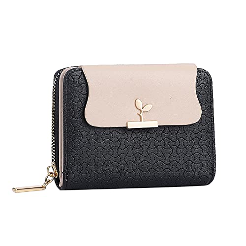 DuBiytlk Reiserucksack Schwarze Handtasche FüR Damen Mode Frauen ID Kurze Brieftasche Einfarbige Reißverschluss Geldbörse Mehrere Kartenfächer Clutch Bag Kinderrucksack Rucksack Mit (Black, One Size) von DuBiytlk