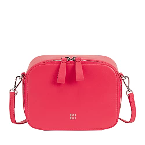 DUDU Damen Umhängetasche aus Leder, Kamera Bag mit doppeltem Schulterriemen, Reißverschluss, Elegante kompakte Designtasche Himbeere DUDU Damen Umhängetasche aus Leder, Kamera Bag mit doppeltem Schulterriemen, Reißverschluss, Elegante kompakte Designtasche Himbeere von DuDu