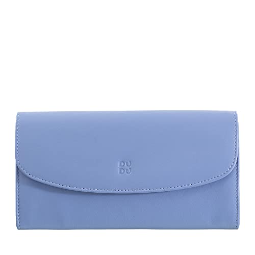DUDU Große Damengeldbörse aus farbigem Leder, Kontinentale Brieftasche, Kreditkartenfächer, Münzgeldbörse mit Reißverschluss Pastellblau DUDU Große Damengeldbörse aus farbigem Leder, Kontinentale Brieftasche, Kreditkartenfächer, Münzgeldbörse mit Reißverschluss Pastellblau von DuDu