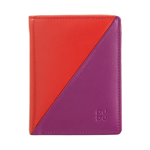 DUDU Kleine Damen-Brieftasche aus farbigem Leder mit Kartenfächern und Münzfach mit Reißverschluss und Knopfverschluss Fuchsia DUDU Kleine Damen-Brieftasche aus farbigem Leder mit Kartenfächern und Münzfach mit Reißverschluss und Knopfverschluss Fuchsia von DuDu