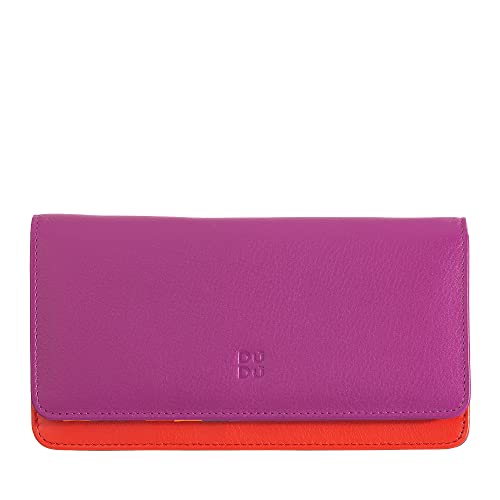 DUDU Mehrfarbige Kuvert - Brieftasche RFID in Leder Fuchsia von DuDu