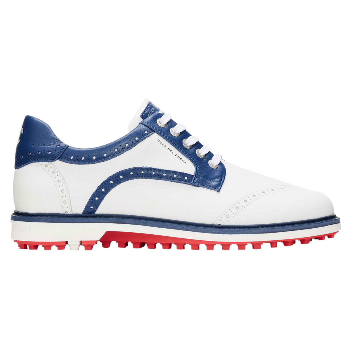 Duca Del Cosma Mens White and Navy Blue Waterproof Studded Barasso Spikeless Golf Shoes, Size: 12 | American Golf von Duca Del Cosma