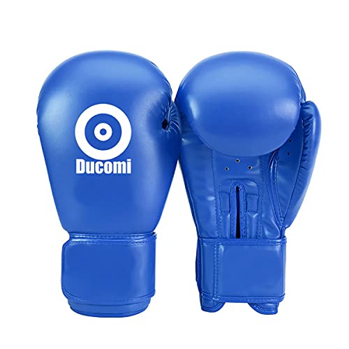 Ducomi Mike Boxhandschuhe MMA – Boxhandschuhe aus Kunstleder, verstellbar, Handgelenkschutz, für Training, Kickboxen, Muay Thai (Erwachsene, Blau) von Ducomi