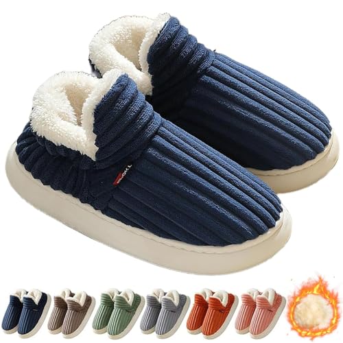 Dujuanus Winter Wolken Hausschuhe, Antirutsch Hausschuhe Wärme Hüttenschuhe Geschlossen Leicht Bequem Pantoffeln Winter Wärme für Damen und Herren (46-47,Blue) von Dujuanus