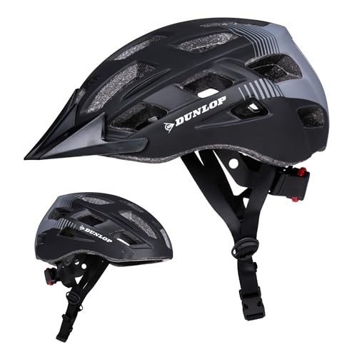 Dunlop Fahrradhelm mit Licht - Fahrradhelm Damen und Herren - Verstellbar von 55 bis 58 cm - Fahrrad Helm Größe M - mit LED-Beleuchtung - 3 Lichtmodi - Schwarz Dunlop Fahrradhelm mit Licht - Fahrradhelm Damen und Herren - Verstellbar von 55 bis 58 cm - Fahrrad Helm Größe M - mit LED-Beleuchtung - 3 Lichtmodi - Schwarz von DUNLOP