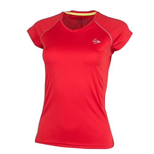 Dunlop Damen Sport Tennis T-Shirt – Club Line, Crew Tee, Rot von DUNLOP