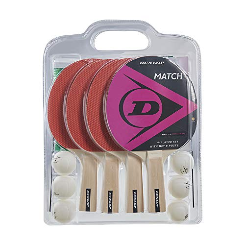 Dunlop Match 4 Player Tischtennis-Set inkl. vier Schläger, sechs Bälle & Netz von DUNLOP
