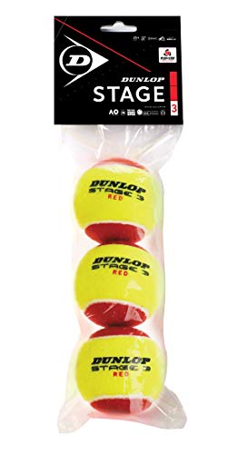 DUNLOP Tennisball Stage 3 Red - für Kinder & Einsteiger im Kleinfeld (1x 3 Stück) von DUNLOP