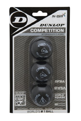 Dunlop Squashbälle Competition gelb, 3 Stück im Blister, für Anfänger und Fortgeschrittene – Speed langsam von DUNLOP